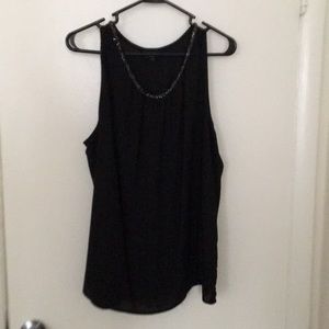 Black sleeveless blouse with beading